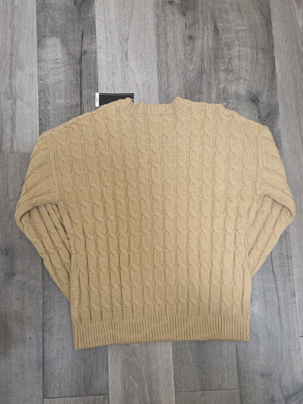 NWT Carreli Camel Chunky Cable Knit V-Neck Sweater Y2K Cozy Neutral Preppy - Picture 7 of 8